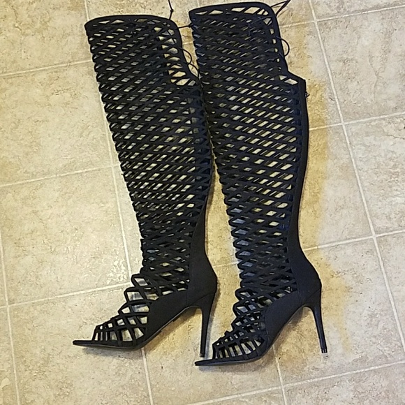 net thigh high boots